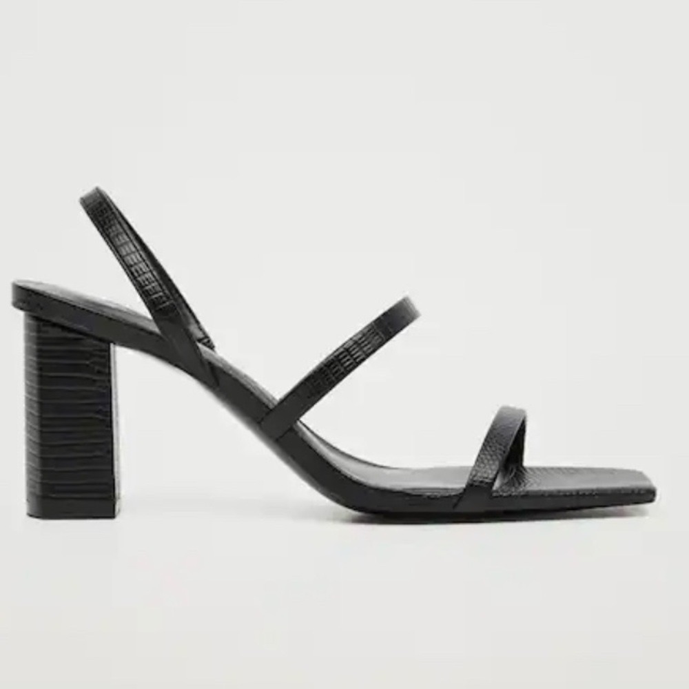 Mango Black Strappy Sandals with 2.76inch heel